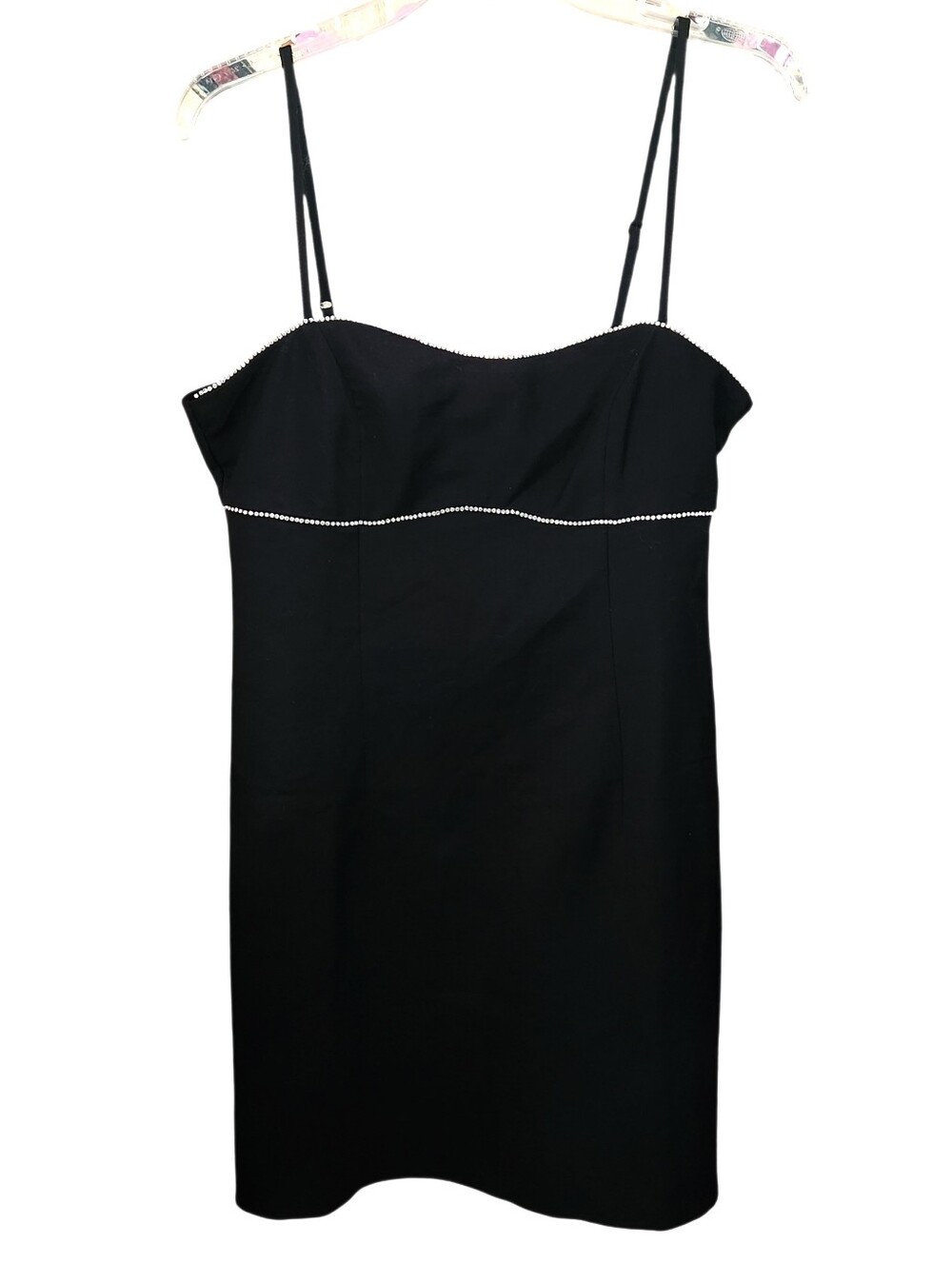 H&M Divided Black Rhinestone Trim Mini Dress Size M